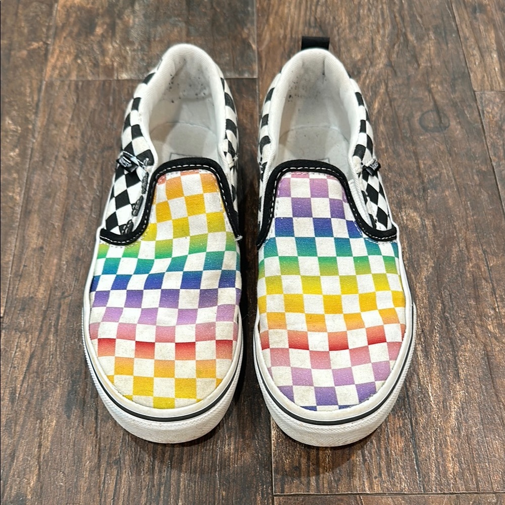 Vans Colorful Checkered Kids Slip-On Shoes Size 2